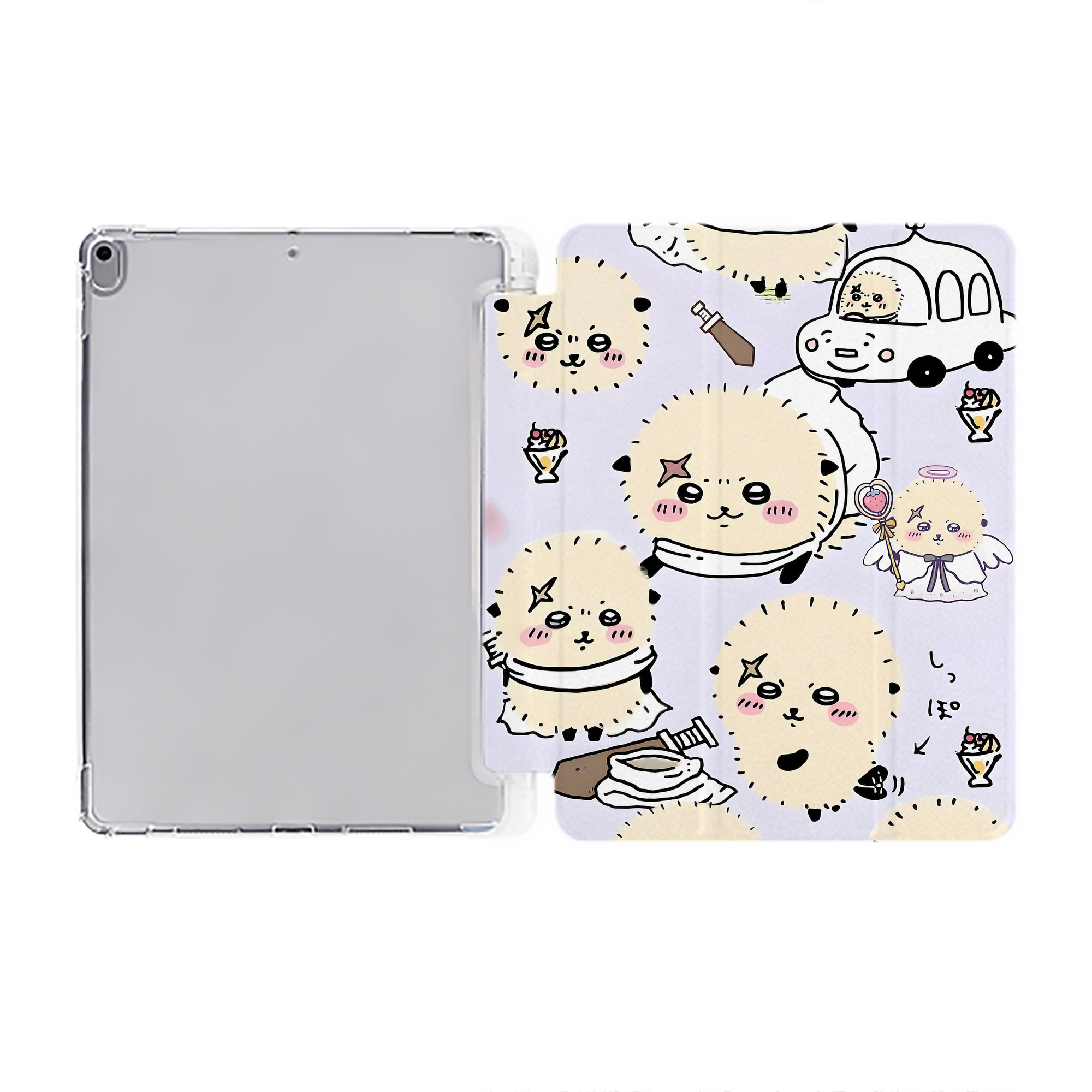 （画像用） ちいかわ Chii-kawa IPad ケース ペン収納付き 三つ折りスタンド PUレザー×シリコン 対応機種9.5/10.5/10.9インチ